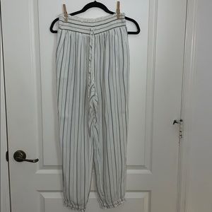Off-white and Black Striped Flowy Pants